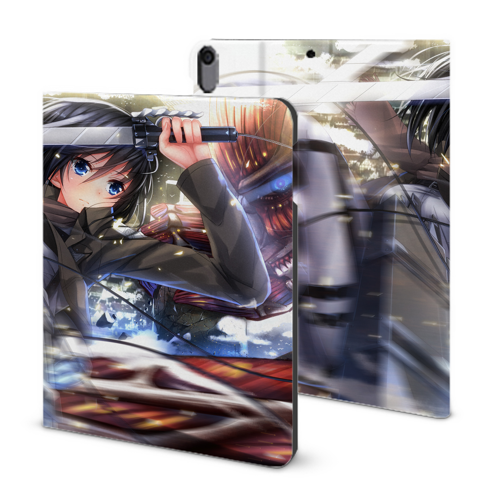（画像用） 進撃の巨人 Attack on Titan IPad ケース ブック型 PUレザー TPU 耐衝撃 軽量 薄型 ペン収納なし 全面保護 IPad 各モデル対応